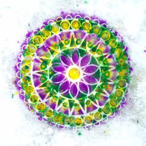 Make mandala art with kids winter activity 