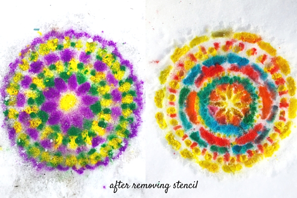 winter activities with kids in the snow make mandalas